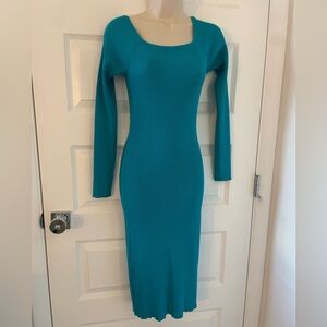 **NWOT** SHEIN Teal Long Sleeve Midi Dress - S